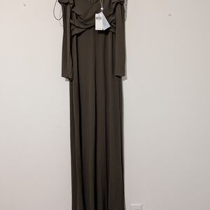 Ralph Lauren Green Long Sleeve Off-Shoulder Gown